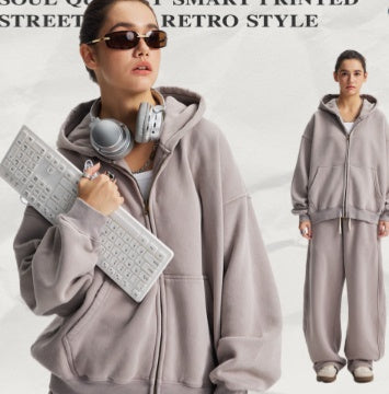 Veste zippée à capuche lavée pour hommes