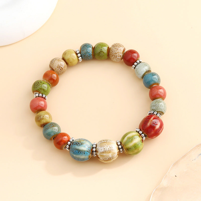 Rétro Scenery Dezhou Ceramic Bracelet Student Literary Ethnic Style National Tendance Perlée