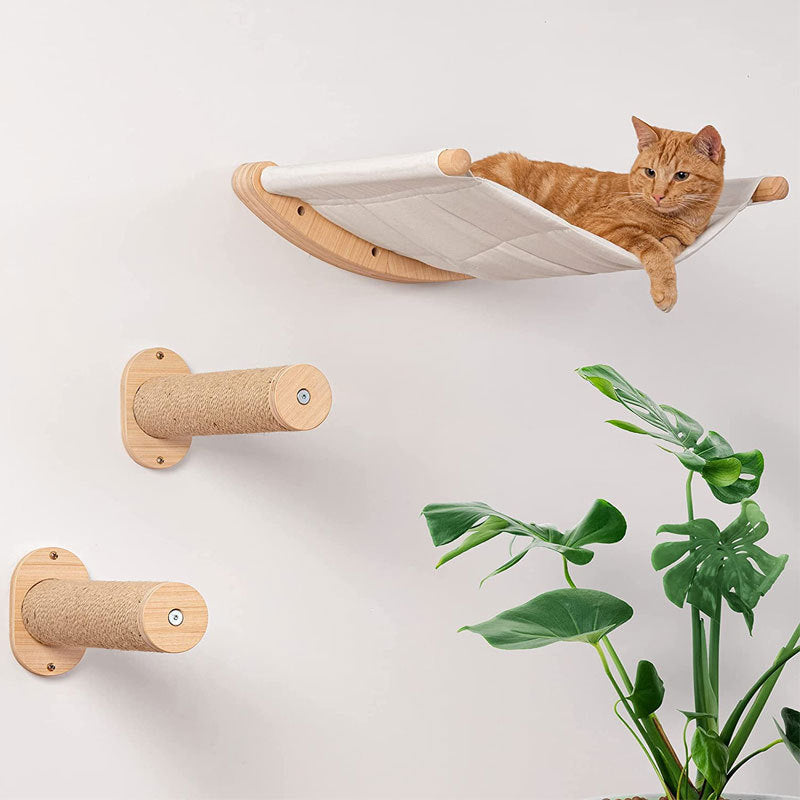 Neste de chat mural en bois