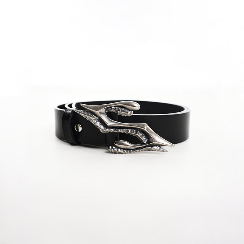 Ceinture en cuir deux couches en métal pour hommes
