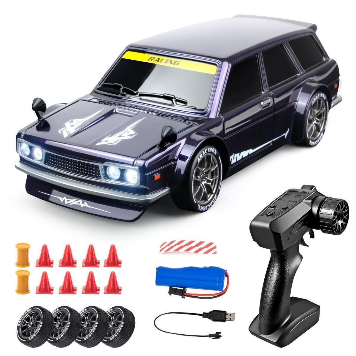 Échelle 2.4GHz 4WD télécommande RC Drift voiture lumières LED haute vitesse Drift pneus enfants jouet Fo