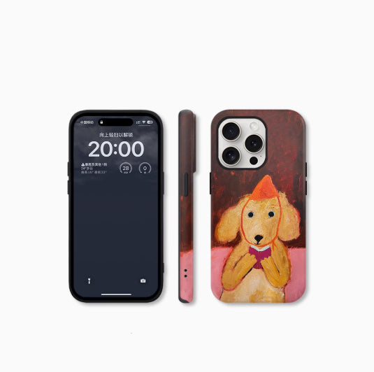 Peinture à l'huile de chien de lecture adapté pour 16 étuis de téléphone