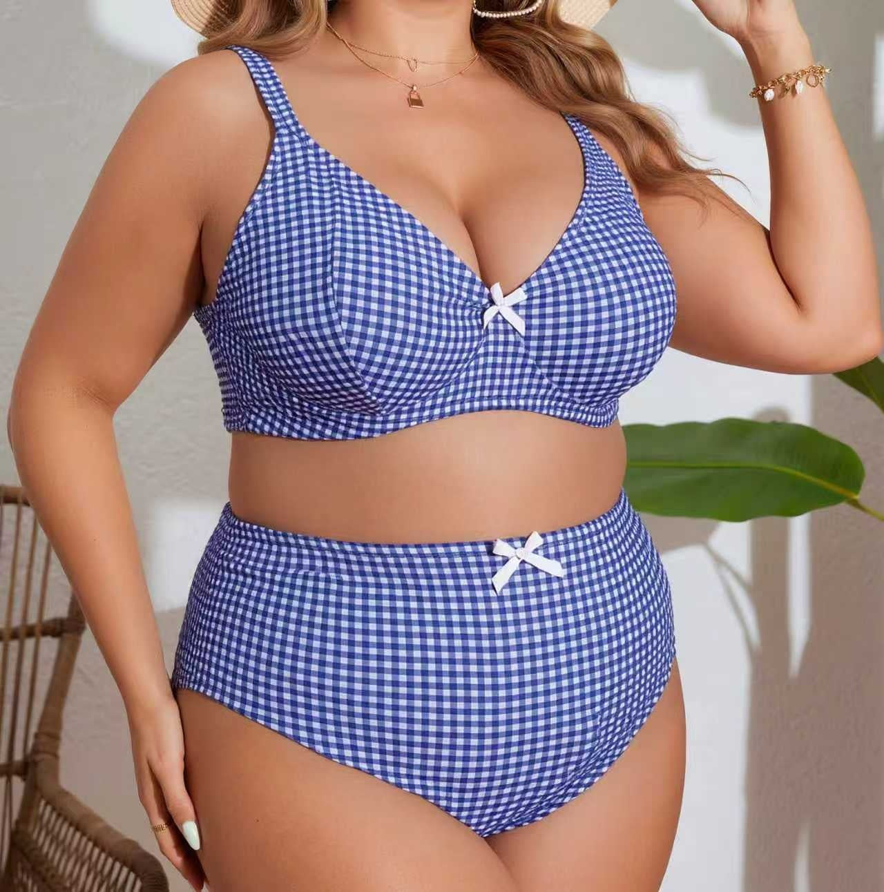 Maillot de bain en deux parties imprimé sans dos sexy de plus grande taille