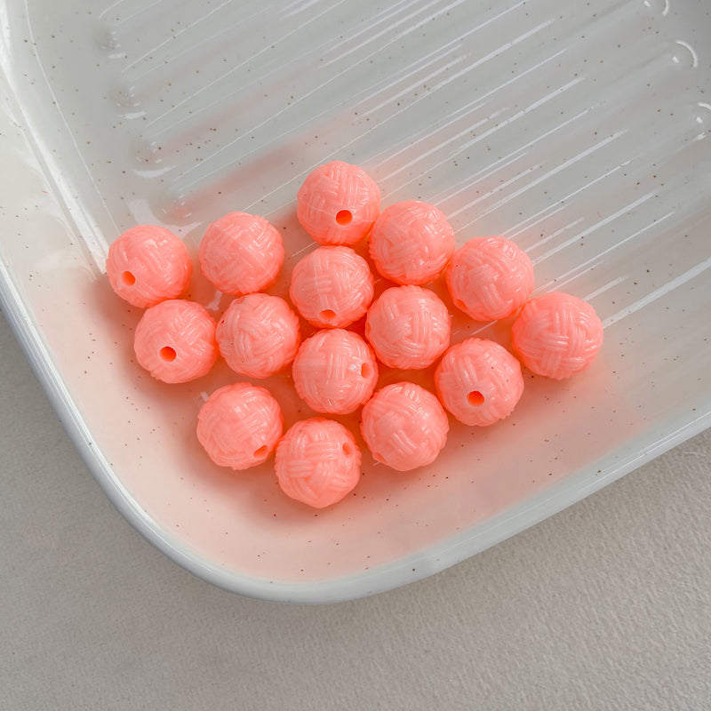 Perles d'espacement rond en acrylique texturé avec trou droit
