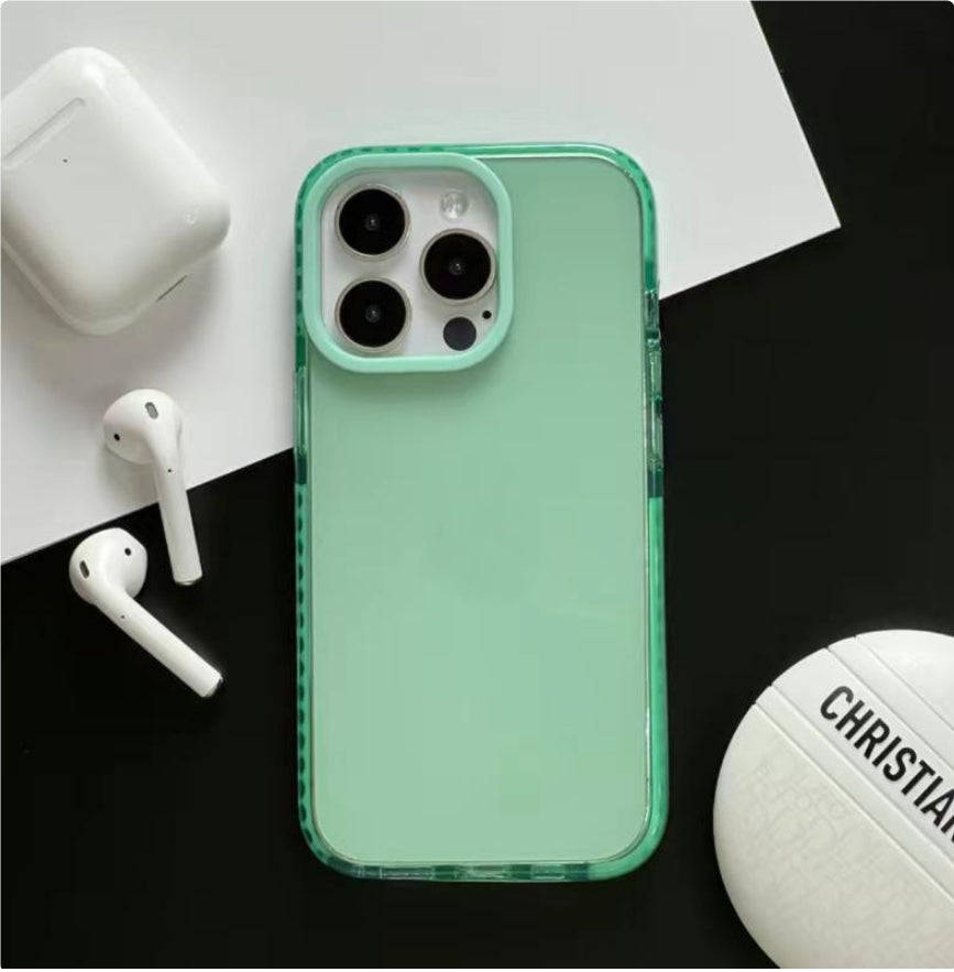 Color-Block Macaron Shatterproof Transparent Phone Case