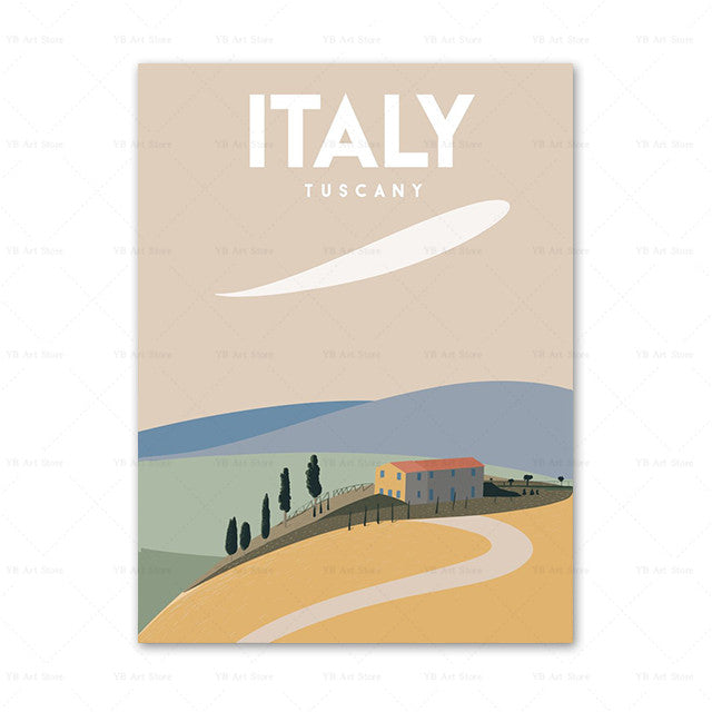 Affiche de voyage de la ville Peinture toile Art Décor