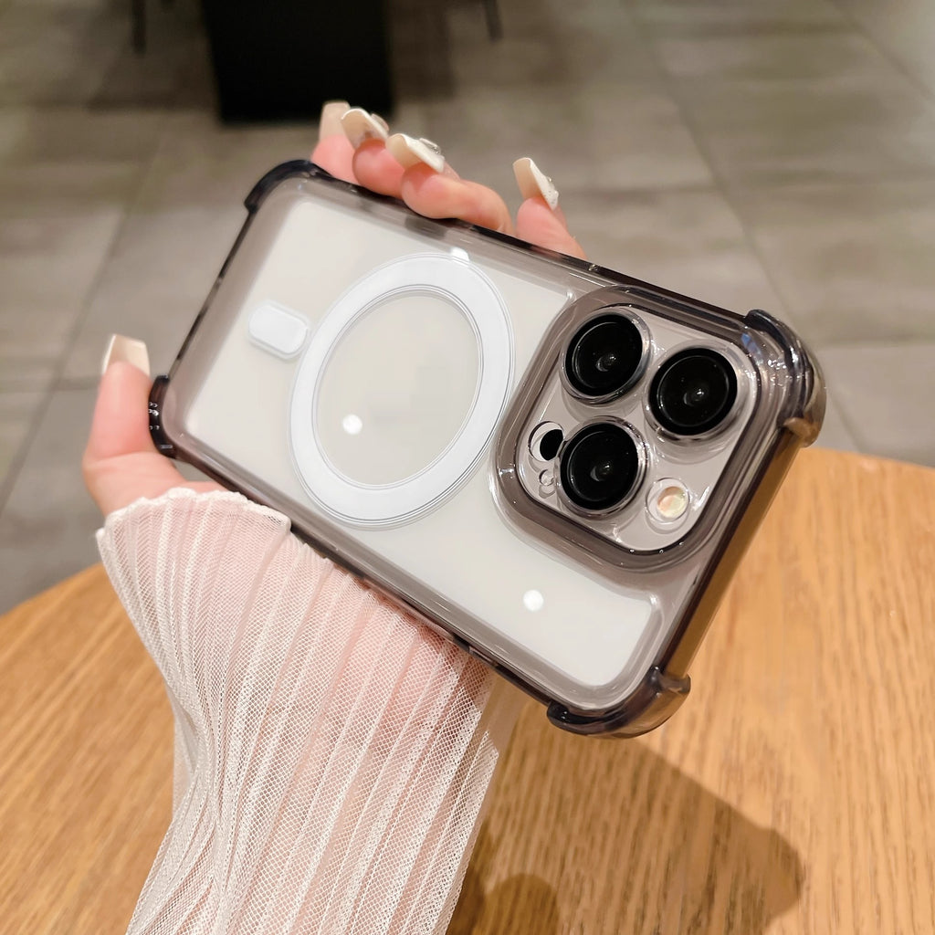 Le boîtier de téléphone de coussin gonflable transparent est livré avec le protège-objectif couverture de protection tout compris