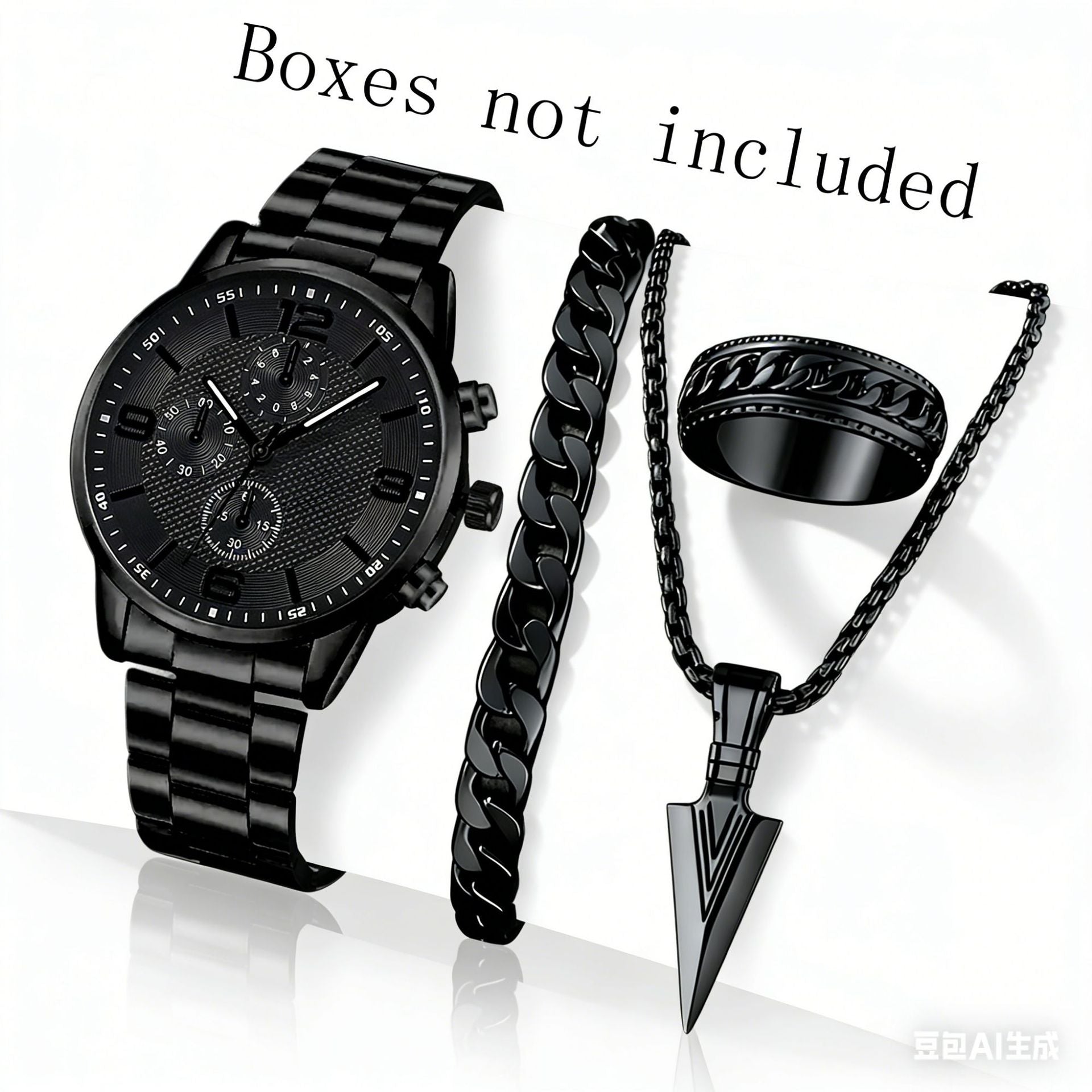 3-Eye Digital hommes bracelet de montre et collier ensemble