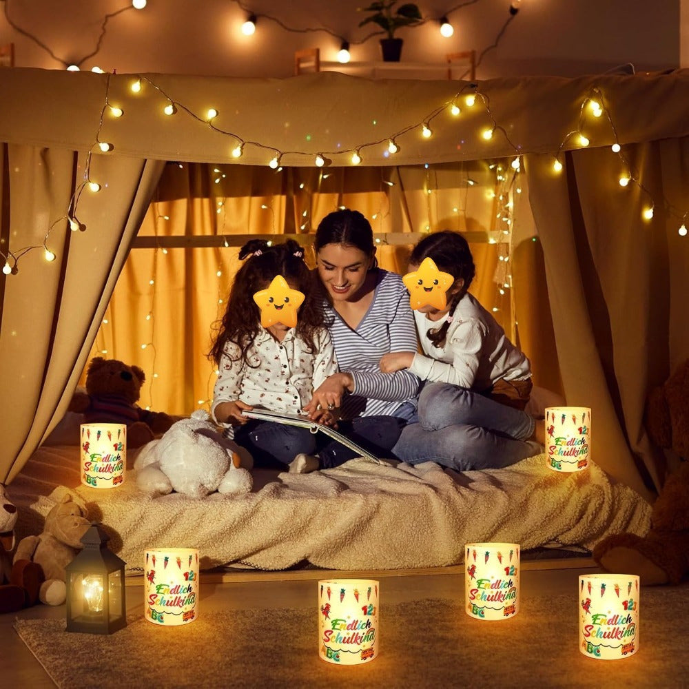 Ensemble de 12 décorations de table de style abat-jour dans différentes couleurs pour un père premier jour d'école