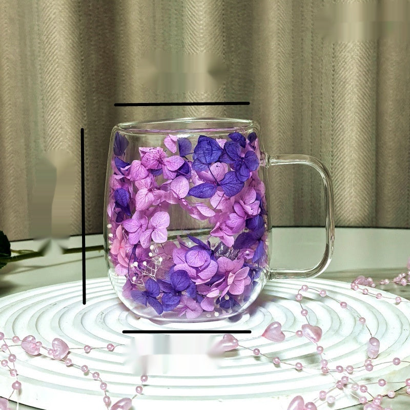 Coupe à café en pétale en verre à double couche haute-borosilicate