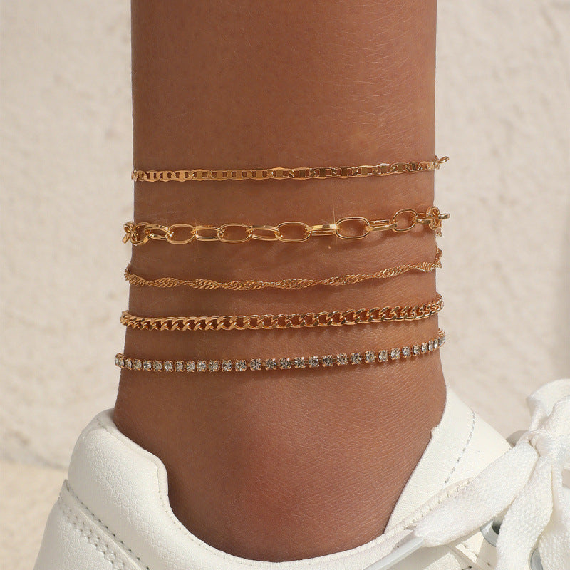 Simple chaîne métallique gracieuse Retro Creative Snake Chain set cinq pièces