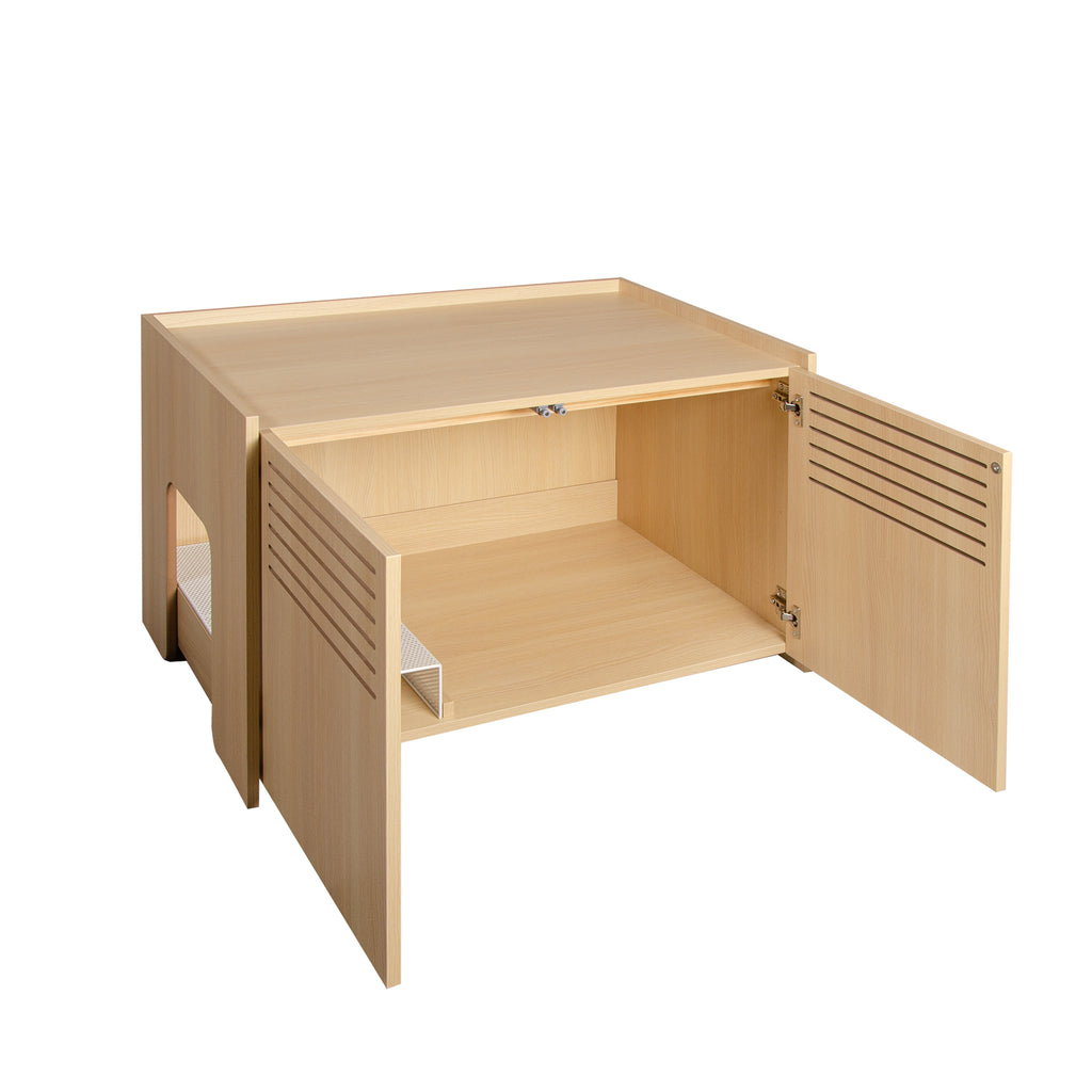 Maison de chat en bois moderne avec paillasson