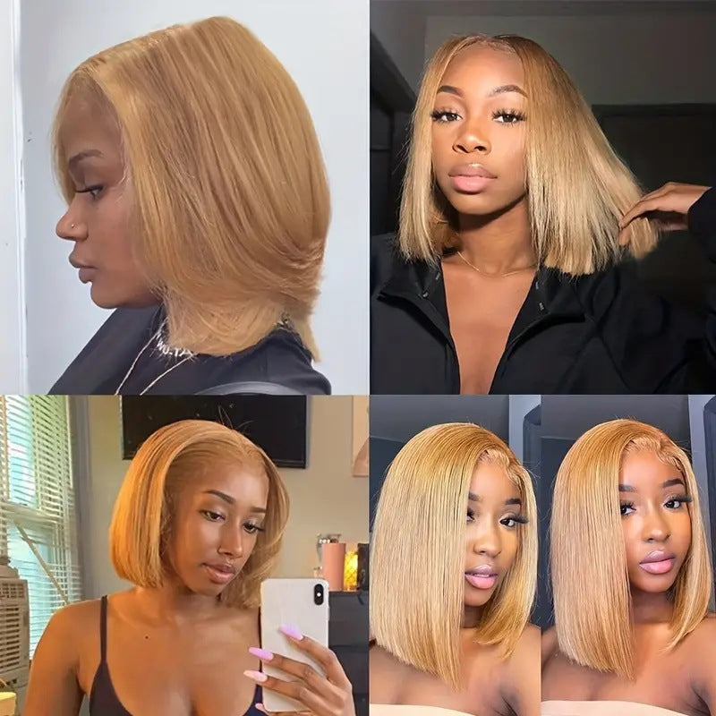 Shangqian Lace Trim Golden Middle Parted Bangs Perruque pleine tête