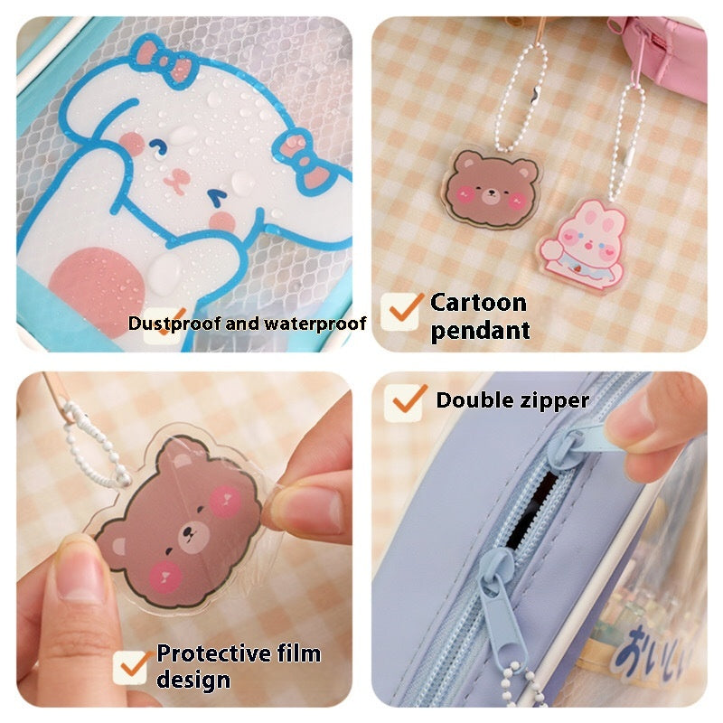 Cartoon papeterie grande capacité transparent et mignon étudiant stylo boîte de papeterie