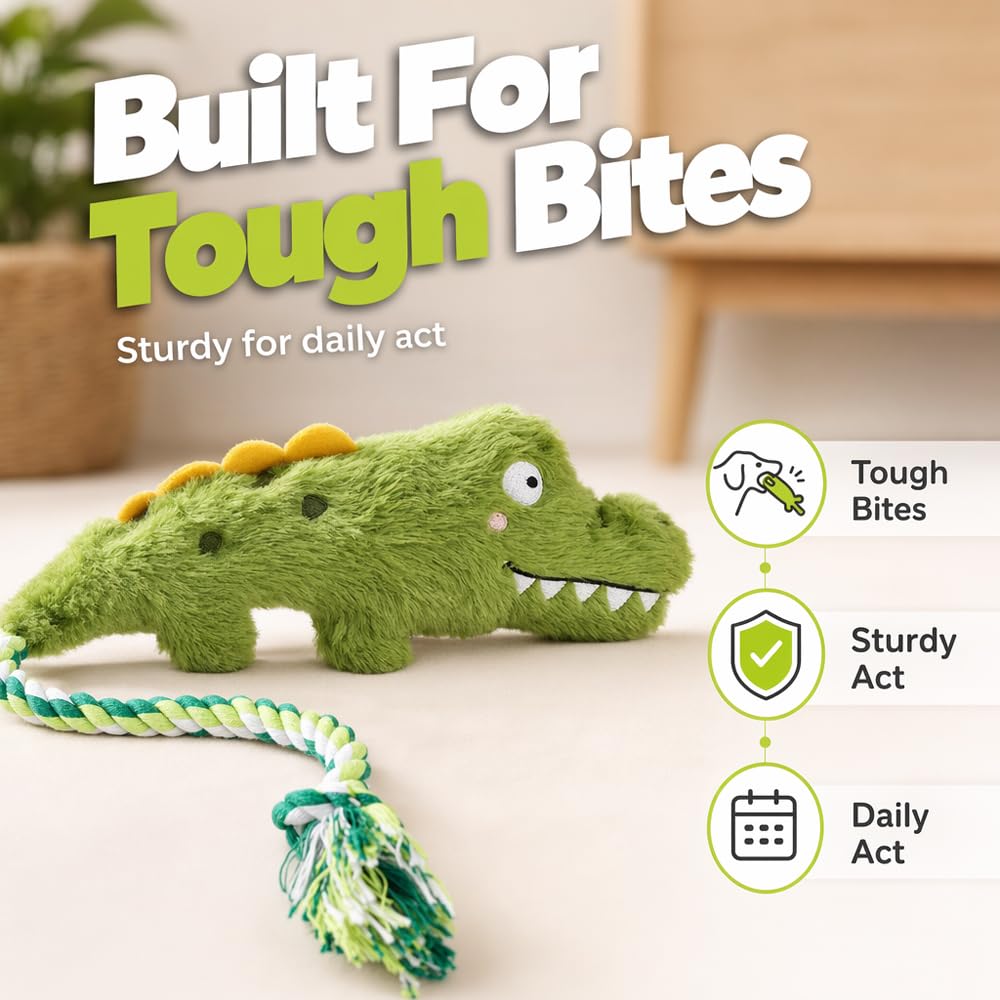 Fun Knotty Crocodile Dog Chew Jouet pour jouer interactif Coton corde et squeaky Plush