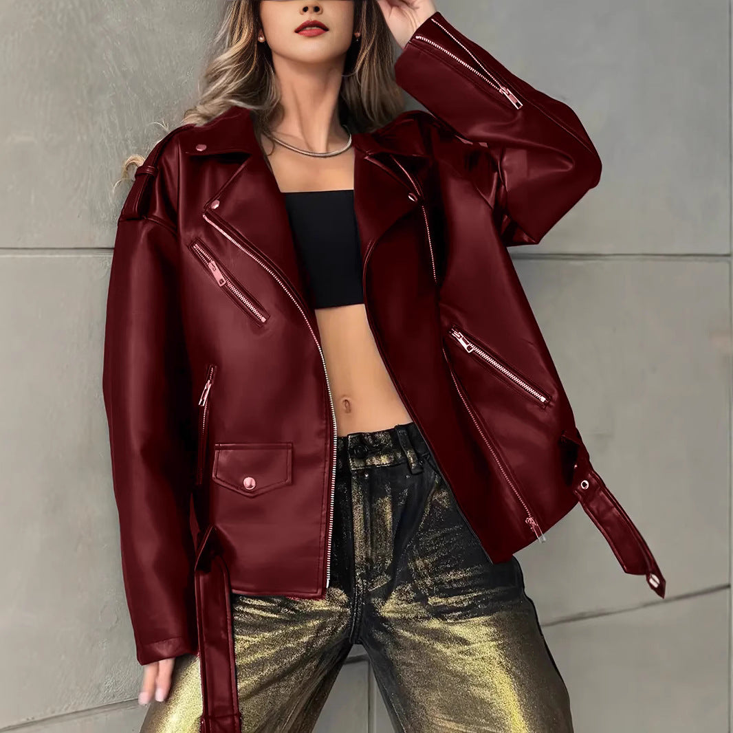 Veste en cuir biker pour les femmes Boyfriend-Style