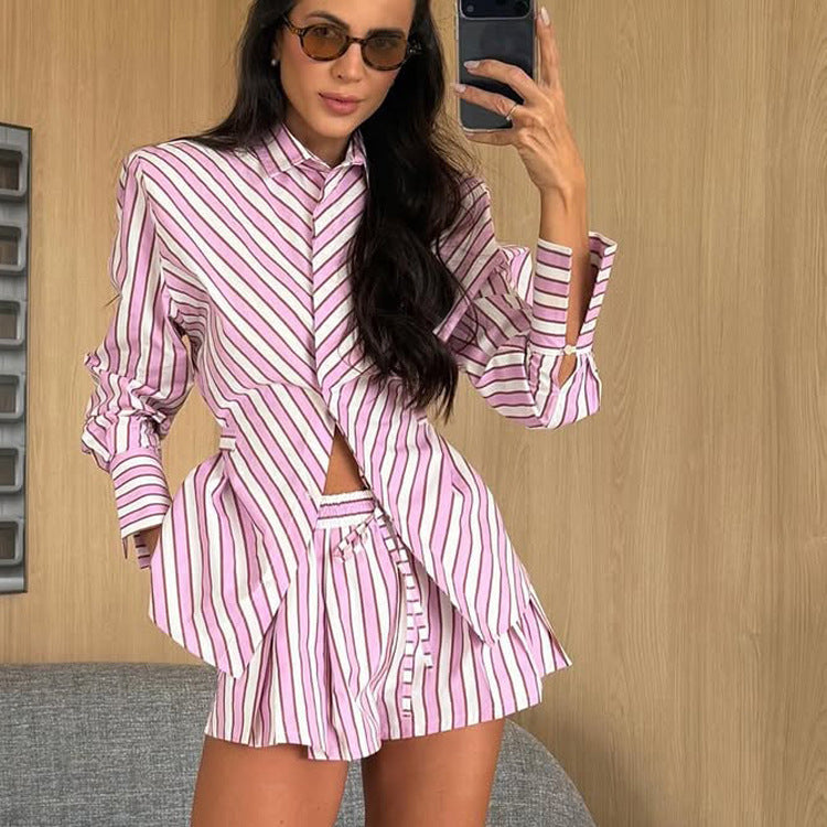 Chemise à rayures Diagonal et ensemble à deux pièces courtes
