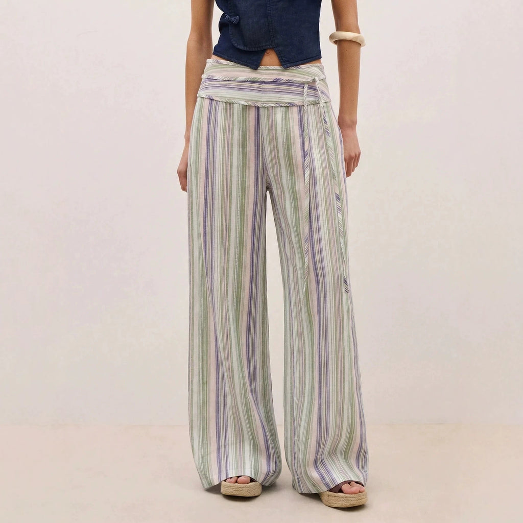 Pantalons rayés avec un ajustement doux et confortable large jambes