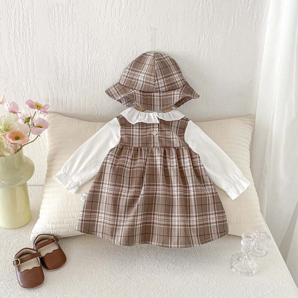 Printemps Arrivée filles Doll-collar Faux combinaison de saut deux-pièces