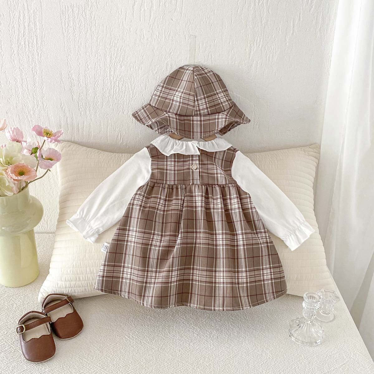 Printemps Arrivée filles Doll-collar Faux combinaison de saut deux-pièces