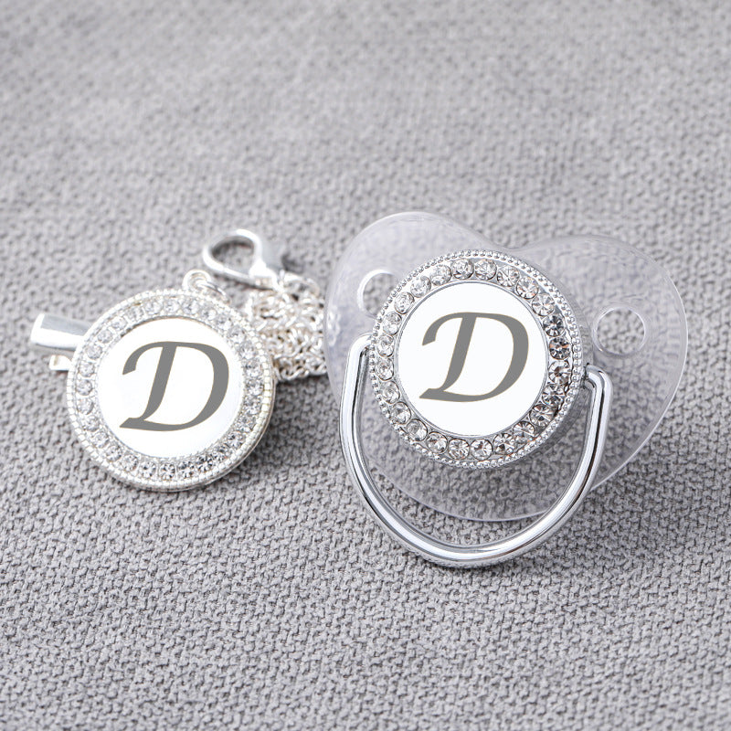 Transparent argent 26 lettres perceuse de tache bébé avec courroies de fermeture diamant