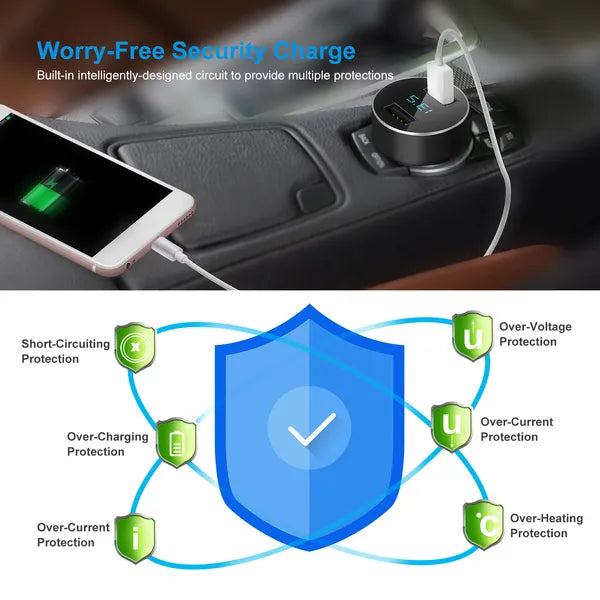 Universal 15W/3.1A Adaptateur de charge de voiture double USB en alliage d'aluminium Adaptateur de charge rapide de voiture F