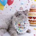 Chat et chien Chapeau d'anniversaire joyeux et ensemble de bib écharpe de cou