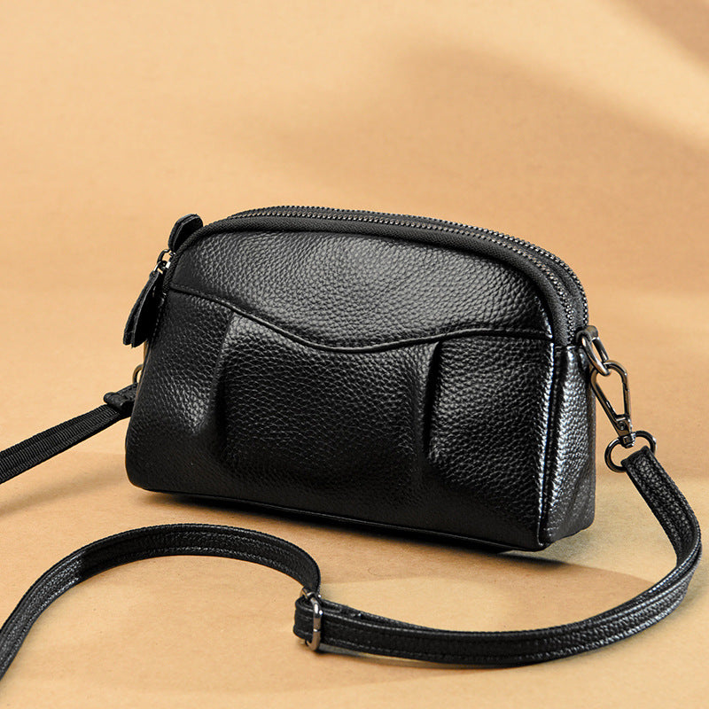 Sac multi-poches en cuir véritable pour femmes