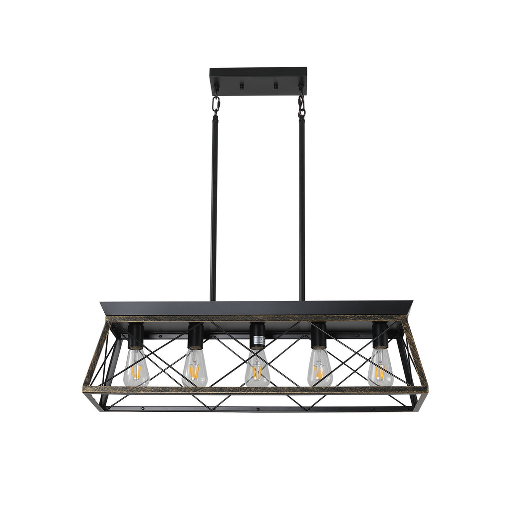 32in Black or Industrial 5-Light Pendant Chandelier