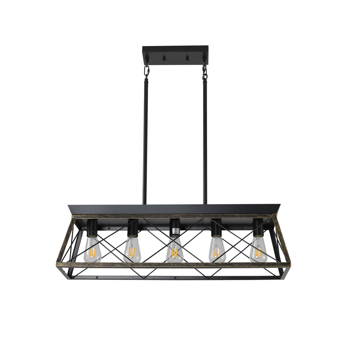 32in Black or Industrial 5-Light Pendant Chandelier