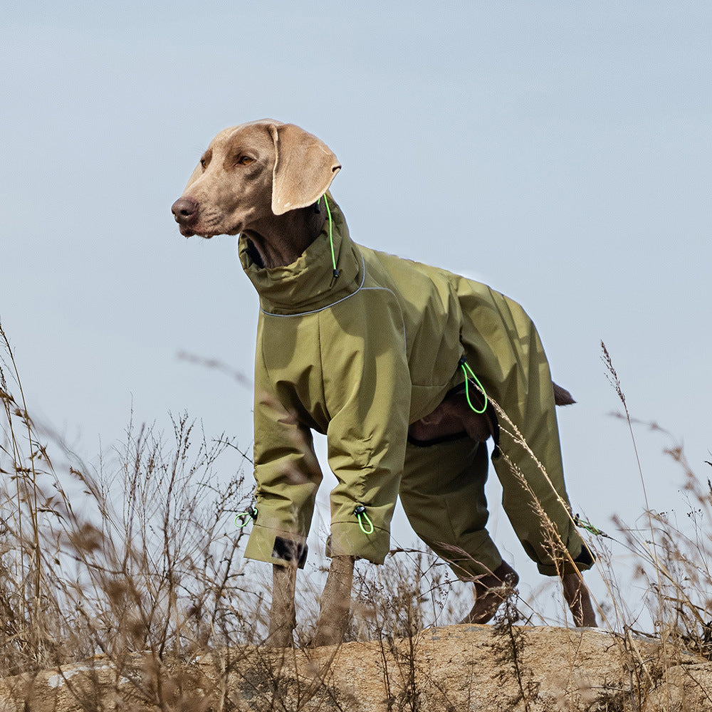 Grand chien Veste de coquille à quatre pattes coupe-vent Col tortue Extérieur Garder chaud