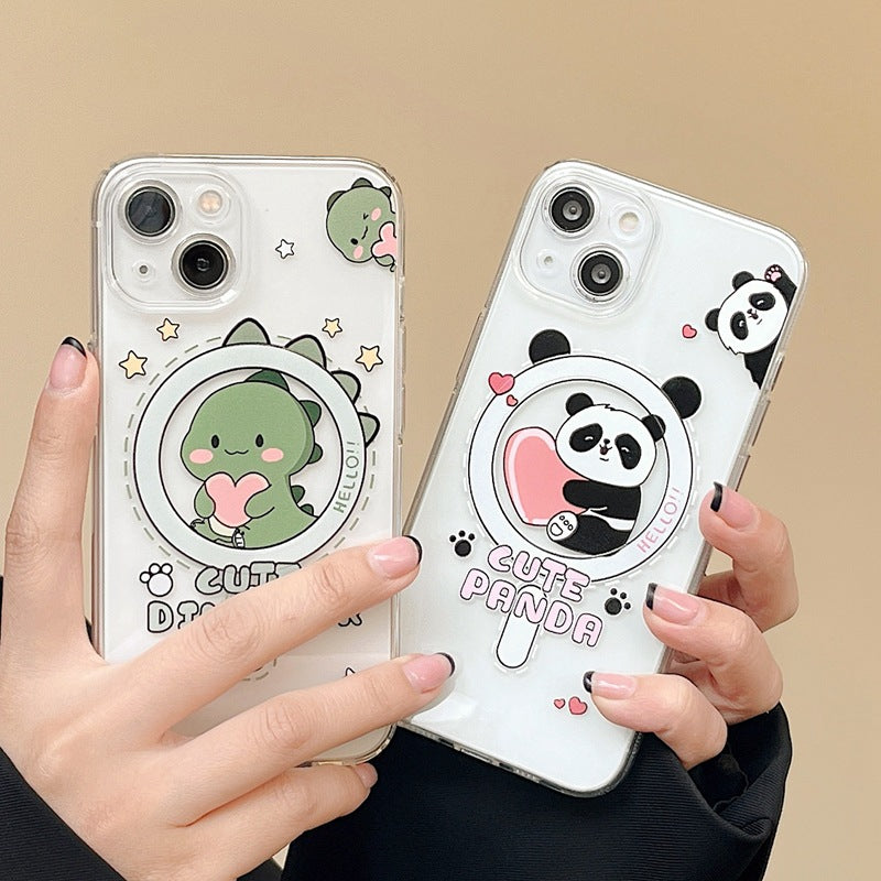 Mignon Dinosaur Panda boîtier de téléphone magnétique