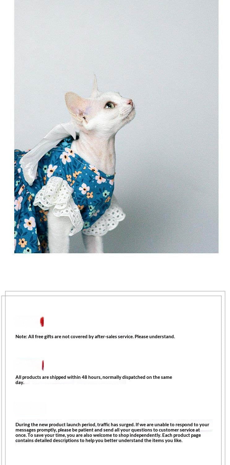 Robe de princesse en coton d'été de luxe pour les chats Sphynx
