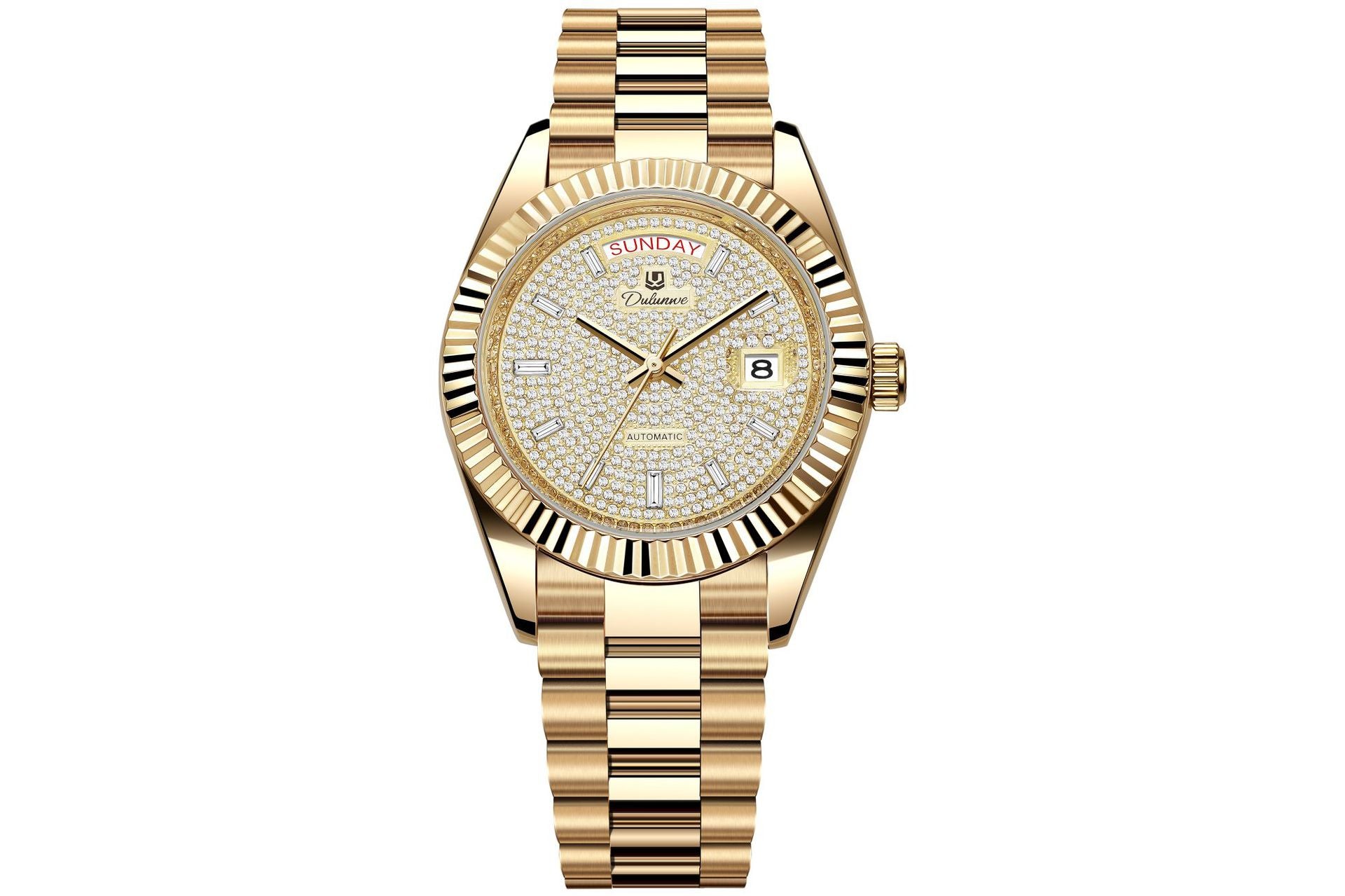 Montre mécanique homme automatique double-calendrier