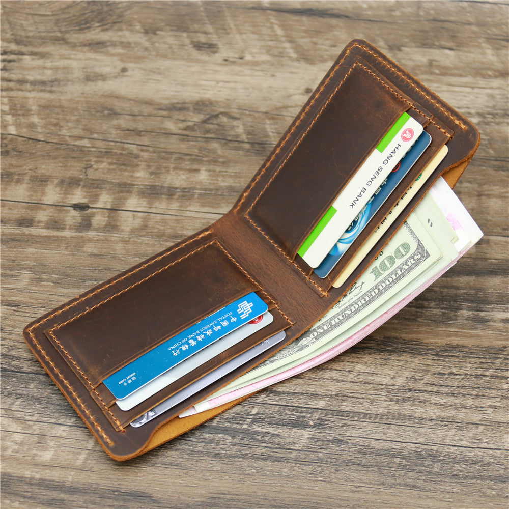 Crazy Horse en cuir pour hommes Wallet European and American Retro