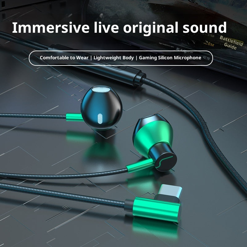 Casques de jeu Câblés dans l'oreille Port plat Trou rond Universal Ecouteurs Interface