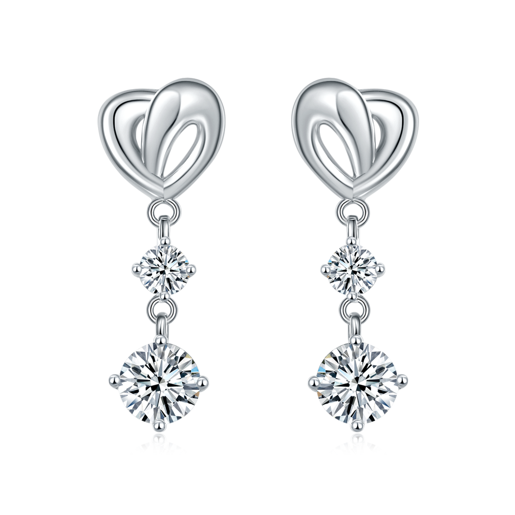 S925 Sterling Silver Heart Drop Earrings