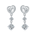 S925 Sterling Silver Heart Drop Earrings