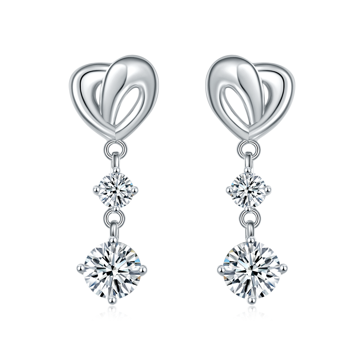 S925 Sterling Silver Heart Drop Earrings