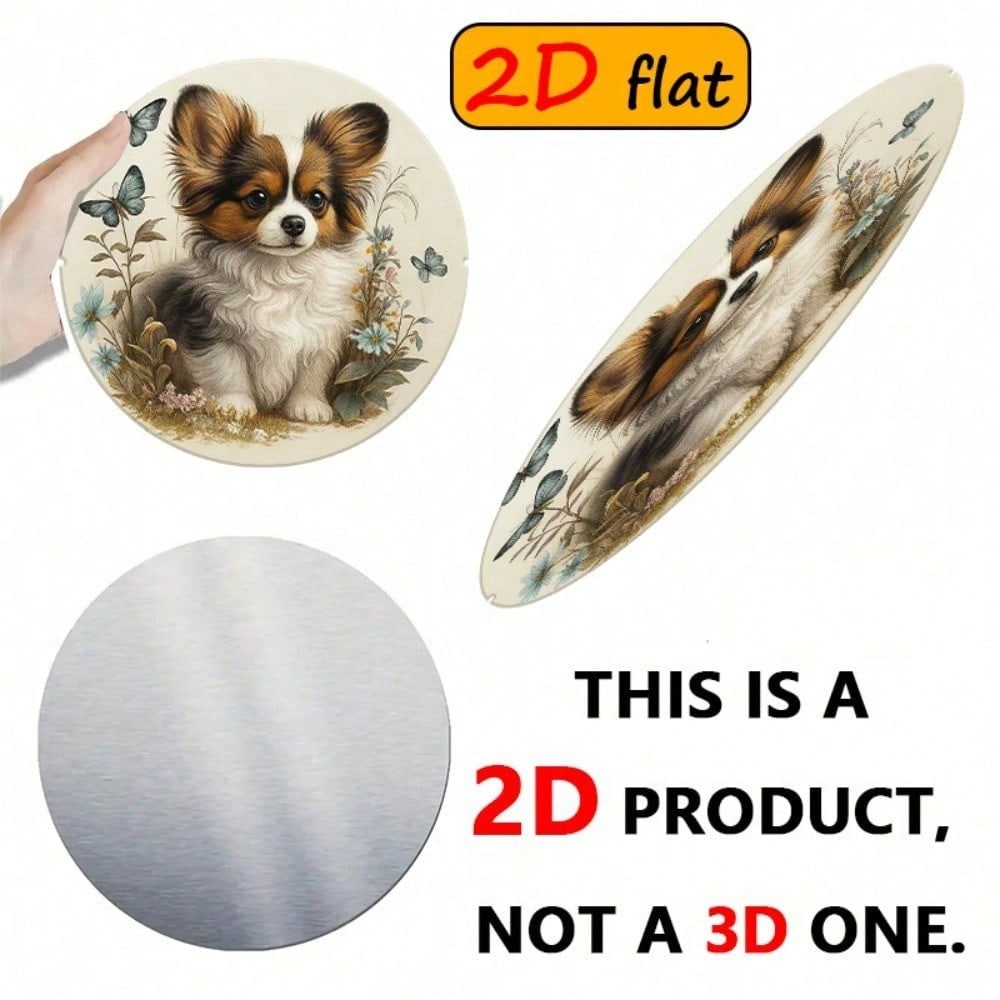 Cute Poméranie Puppy ronde en aluminium Sign Dog Lover Wall Decor