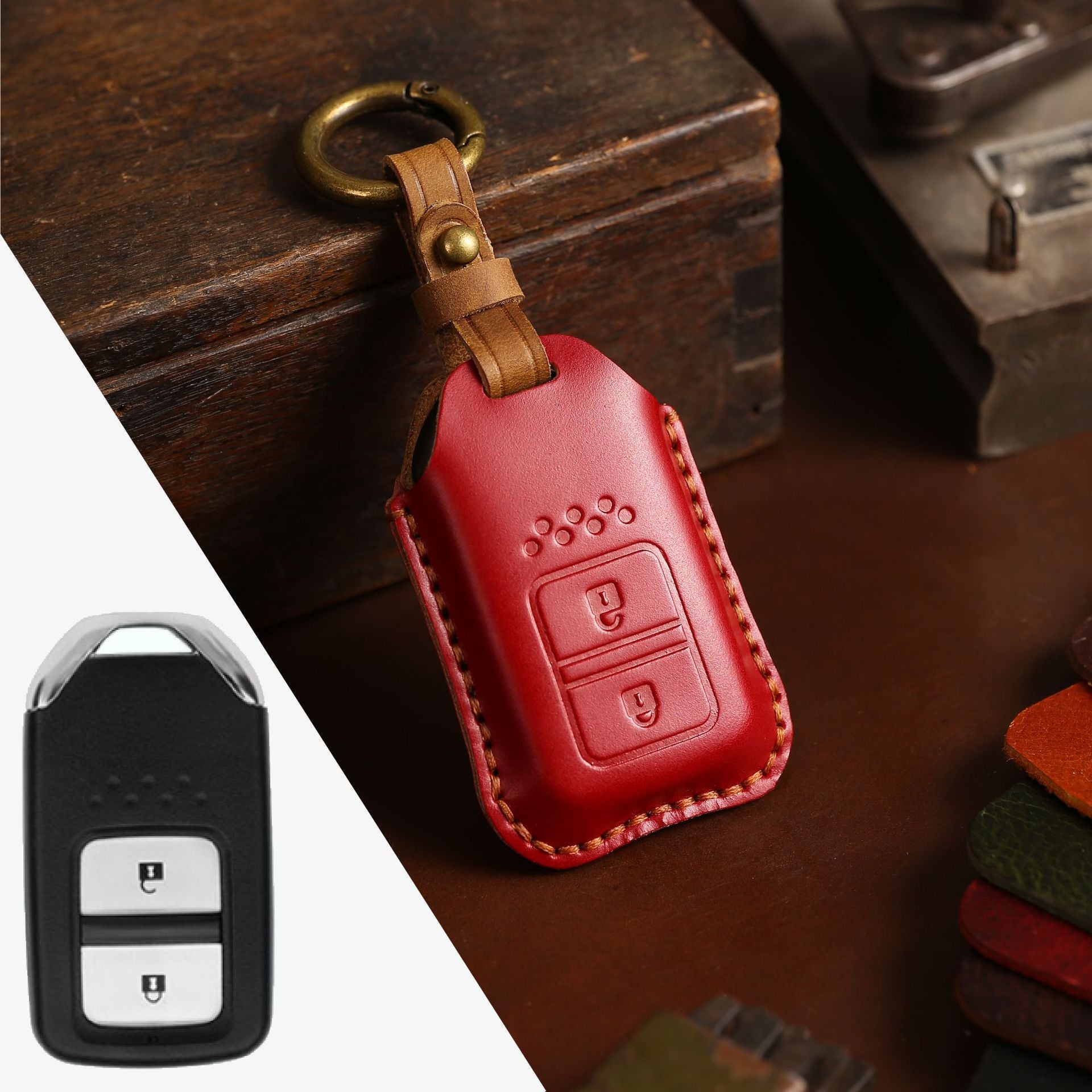 Coque de clé de voiture en cuir complet