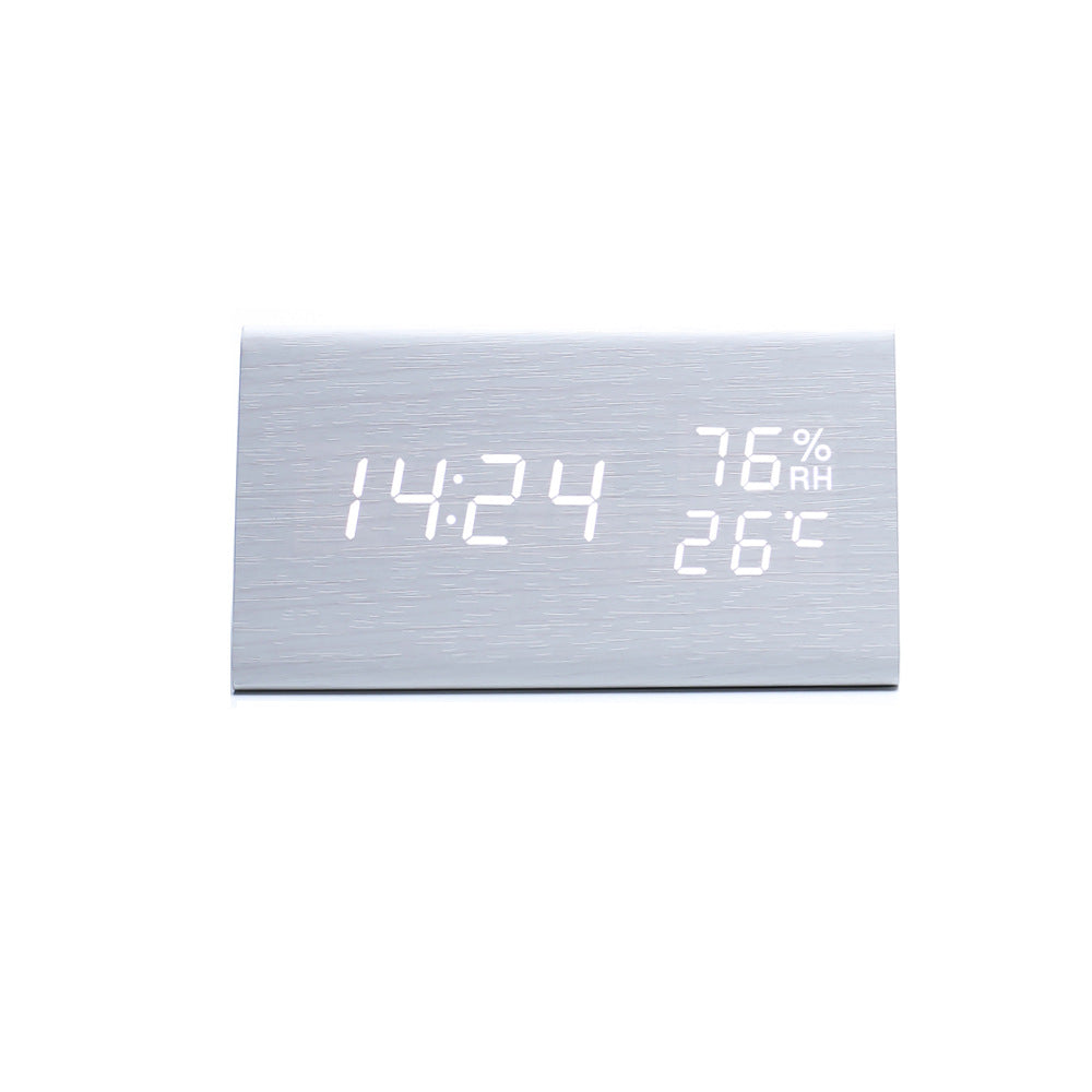 Réveil électronique Multifonctionnel Affichage numérique Température et humidité Temps Bois