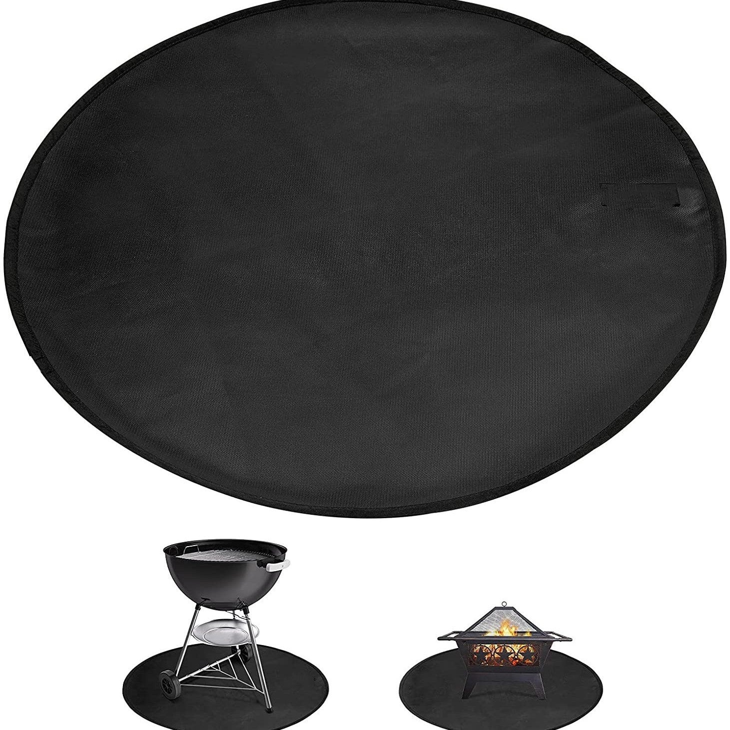 Tapis ignifuge rond noir revêtu de silicone liquide pour fours