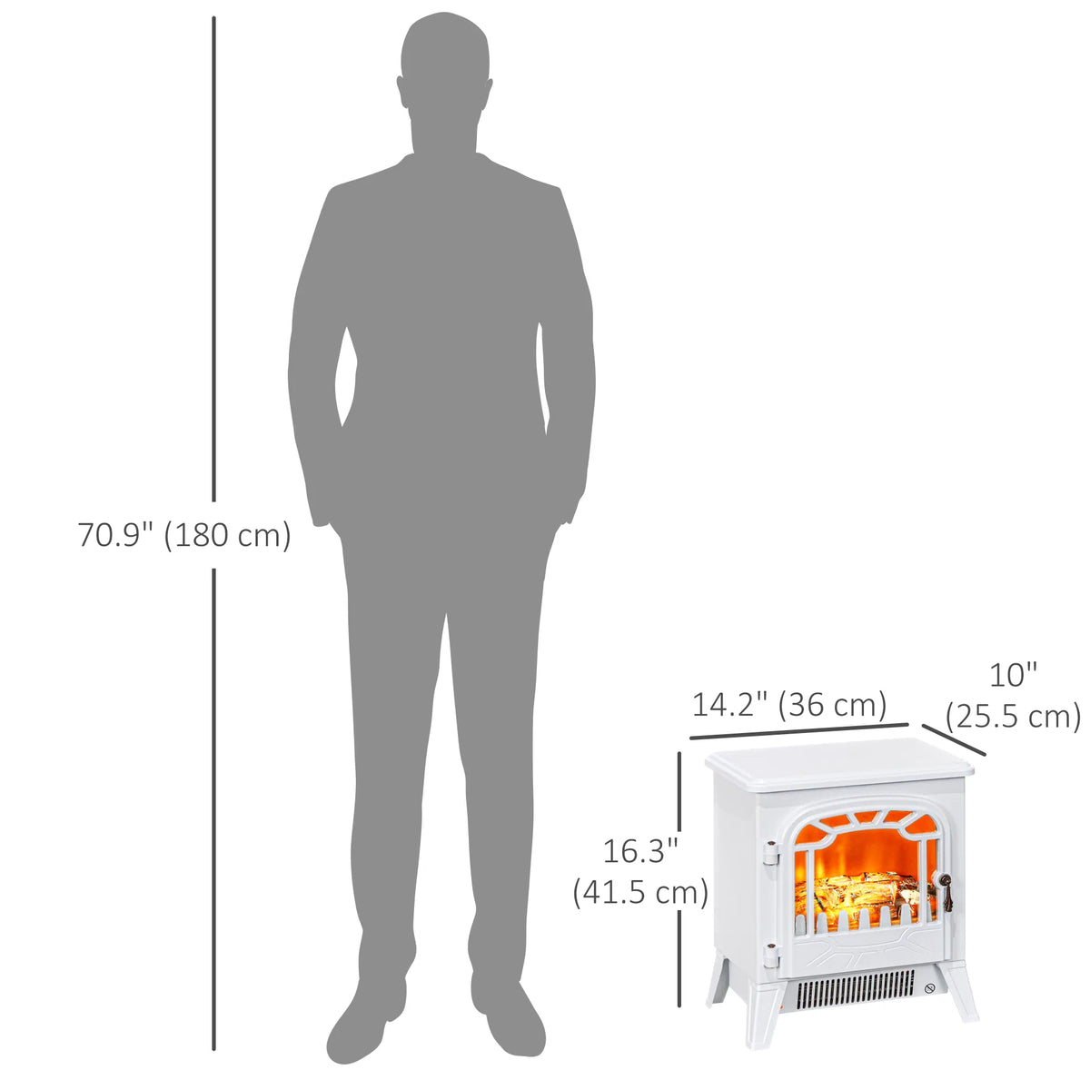 Chauffe-glace électrique autonome avec protection contre la surchauffe et flamme réaliste