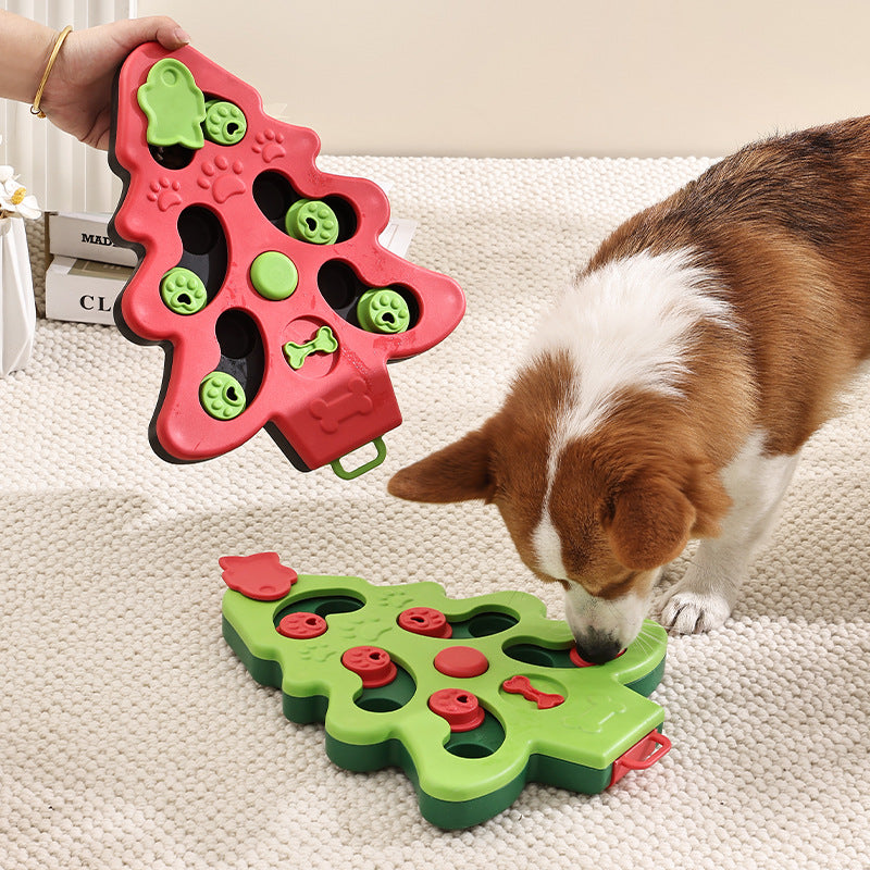 Noel Tree Cat Puzzle Feeder Slow Feeder Bowl Jouet de formation interactif IQ pour intérieur C