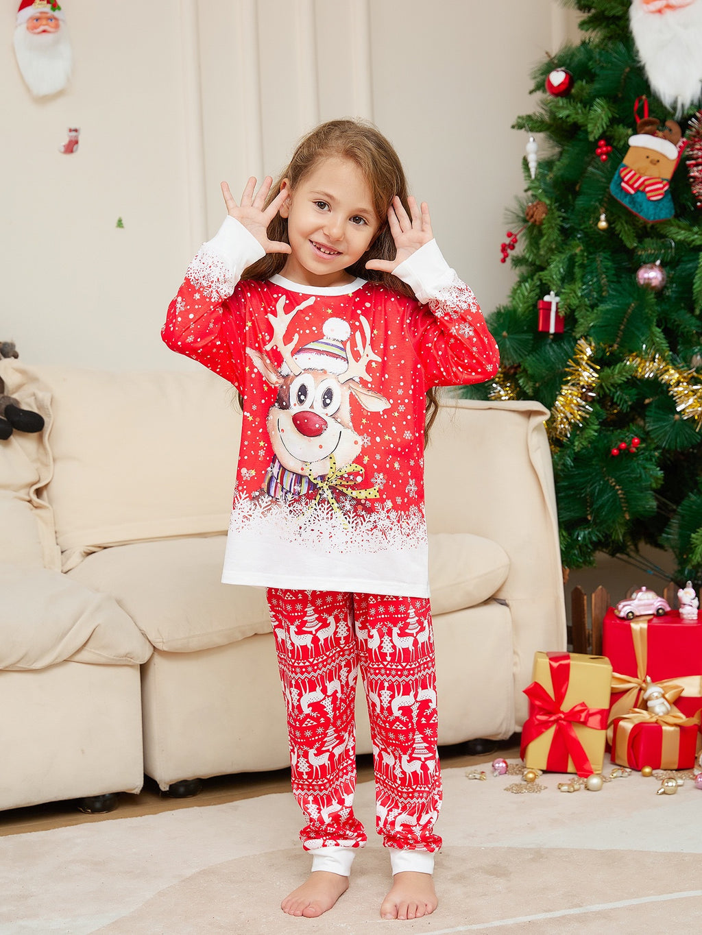 Imprimé de Noël Costume à manches longues