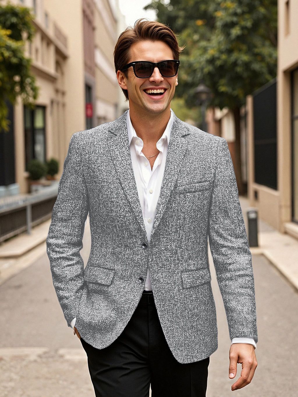 Fashionable Casual Solid-color Textured Blazer
