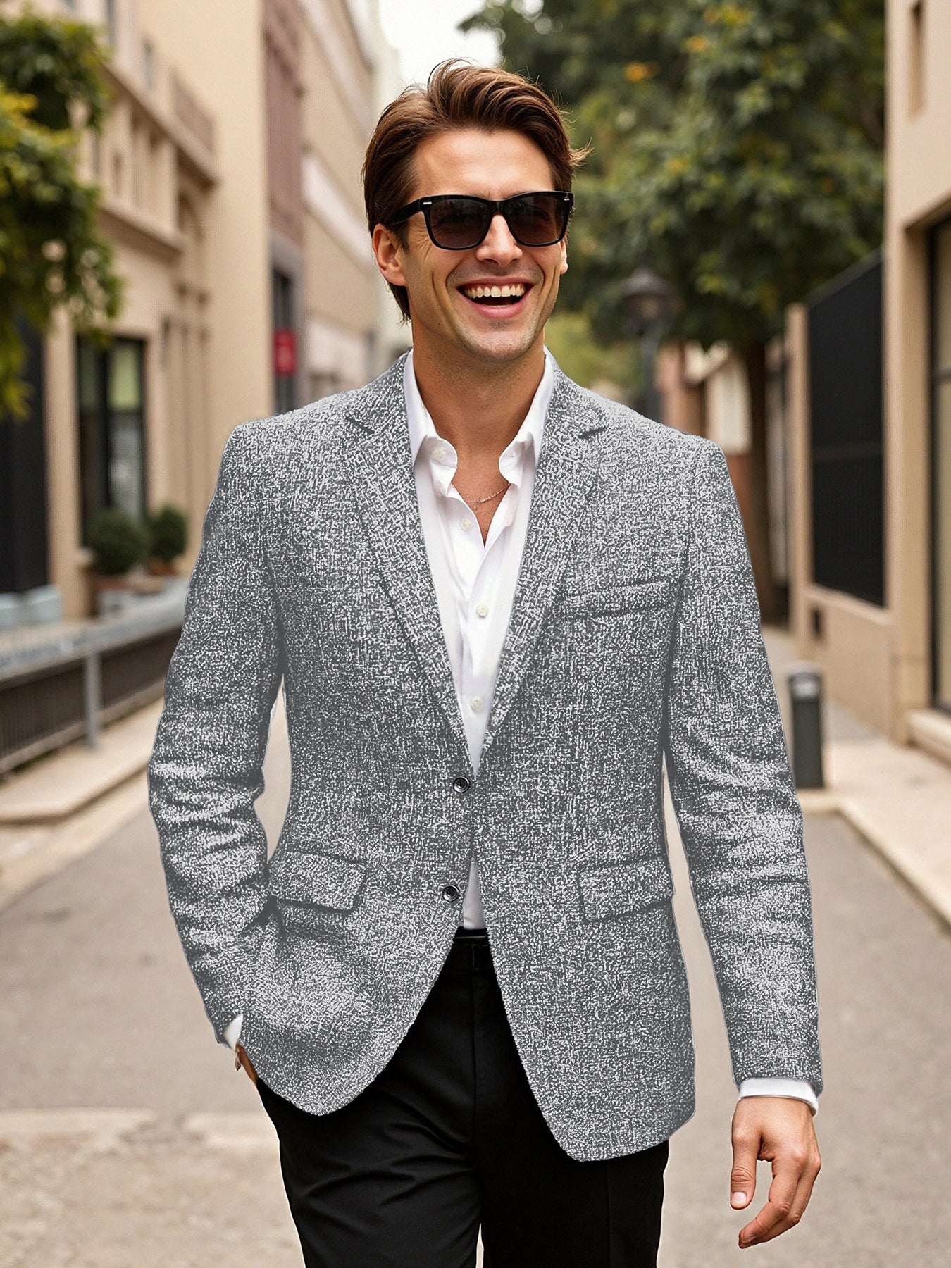 Fashionable Casual Solid-color Textured Blazer
