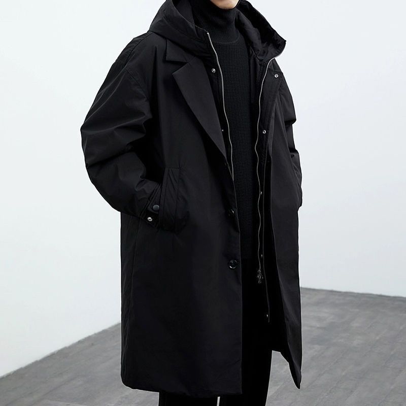 Faux manteau de tranchée thermique à capuchon de deux pièces