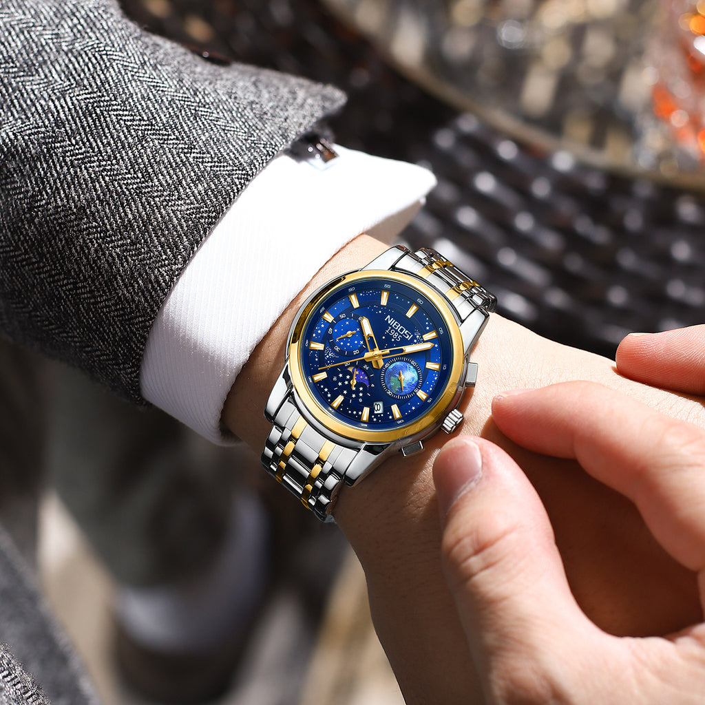 Montre Quartz d'affaires hommes ceinture en acier